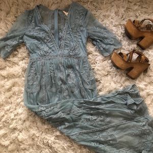 Light Blue Maxi Lace Romper
